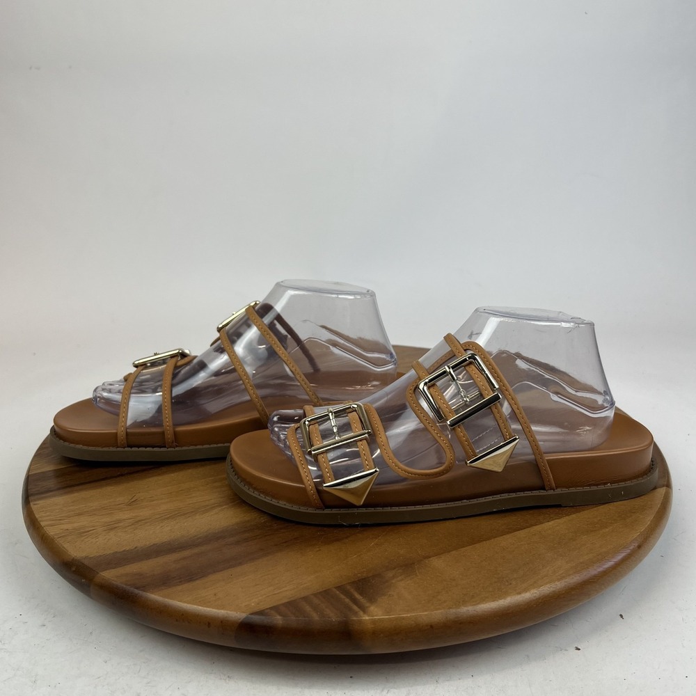 Womens Schutz Naomi Vinyl Leather Double Strap Slip On Sandals Slides Size 10 B - Picture 2 of 9
